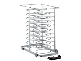 Uittrekbare lader met wielen, voor 23 borden (ø 300 mm) voor oven 10x GN 1/1 (ruimte 85 mm)