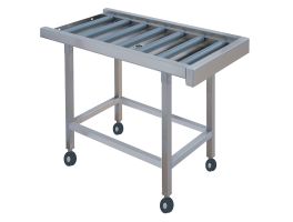 Transportband met rollen op wielen (rollen in PVC)