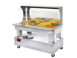 Warm wand-buffet, bain-marie, 4x GN 1/1-150 (wit hout)