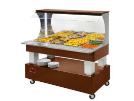 Warm wandbuffet, bain-marie, 4x GN 1/1-150 (Mahonie hout)