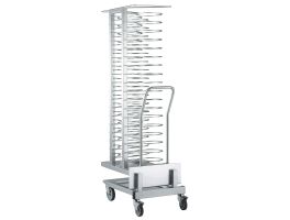 Wagen en uittrekbare lader, voor 54 borden (ø 300 mm) voor oven 20x GN 1/1 (ruimte 74 mm)