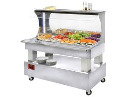 Buffet - gekoelde wand-salad bar, 4x GN 1/1-150 (wit hout)