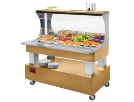 Buffet - Wandsalad bar, gekoeld, 4x GN 1/1-150 (Licht eiken hout)