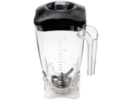 Vierkante Lexan beker 2 liters met deksel en mes (2 bladen)