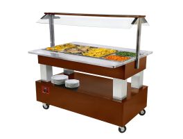 Warm buffet, bain-marie, 4x GN 1/1-150 (Mahonie hout)