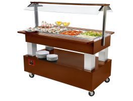 Buffet - Salad bar, gekoeld, 4x GN 1/1-150 (mahonie hout)