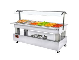 Buffet - Salad bar, gekoeld, 6x GN 1/1-150 (wit hout)
