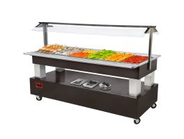 Buffet - Salad bar, gekoeld, 6x GN 1/1-150 (Wengé hout)