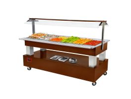 Buffet - Salad bar, gekoeld, 6x GN 1/1-150 (mahonie hout)