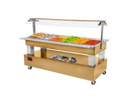 Buffet - Salad bar, gekoeld, 6x GN 1/1-150 (Licht eiken hout)