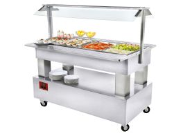 Buffet - Salad bar, gekoeld, 4x GN 1/1-150 (wit hout)