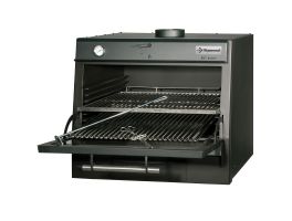 Houtskooloven-BBQ, GN 1/1 + GN2/4 (75 Kg/h)/Zwart