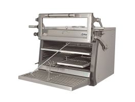 Houtskooloven-BBQ, GN 1/1 + GN2/4 (75 Kg/h)- Hefbare deur/Roestvrij staal