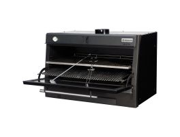 Houtskooloven-BBQ, GN 2/1 + GN1/1 (120 Kg/h)/Zwart