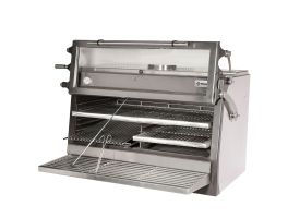 Houtskooloven-BBQ, GN 2/1 + GN1/1 (120 Kg/h)- Hefbare deur/Roestvrij staal
