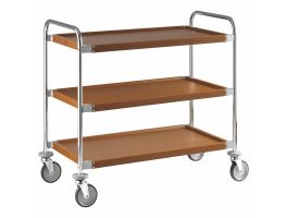 Serveerwagen "verchroomd-notelaar", 3 niveau's