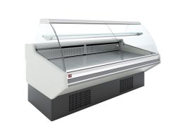 CMN13-V3 - Geventileerde toonbank, met opslag, gebogen glas - WITTE voorkant  -B x D x H - 1300 x 1070 x 1277 mm DIAMOND