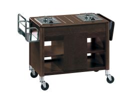 Flambeerwagen, 2 afzonderlijke gasvuren, hout "Wengé"