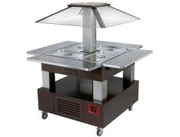 Eiland Buffet - Salad bar, gekoeld, 4x GN 1/1-150 (Wengé hout)