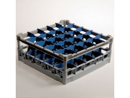 Mand 25 glazen Ø 90 mm, h165 "gebogen", Polyp.
