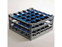 Mand 25 glazen Ø 90 mm, h210 "gebogen", Polyp.