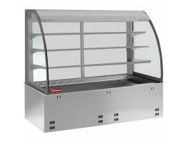 Kuipelement en open uitstalvitrine 3 niveau's (met gordijn), gekoeld, geventileerd, 4x GN 1/1 (zonder waterdicht eenheid)