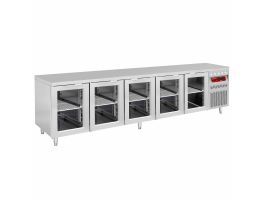 Geventileerde koeltafel, 5 glazen deuren GN 1/1, 700 Lit.