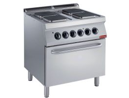 Elektrisch fornuis 4 vierkante platen, elektrische oven GN 2/1