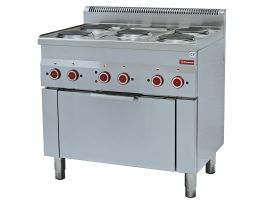 Fornuis 5 kookplaten en elektrische convectie-oven GN 1/1