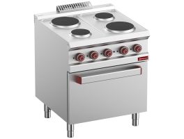 Elektrisch fornuis 4 platen op elektrische oven GN 2/1 en gril