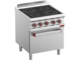 Vitrokeramisch fornuis met 4 zones, oven GN 2/1 met elektrische grill