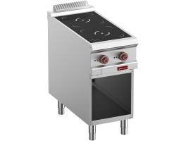 Elektrisch fornuis met 2 inductie kookplaten op open kast