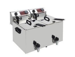 Elektrische friteuse tafelmodel 2x 10 liter + aftapkraan