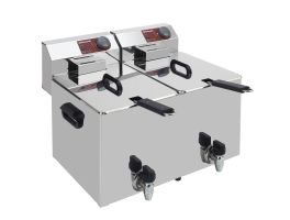 Elektrische friteuse tafelmodel 2x 8 liter + aftapkraan
