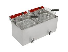 Elektrische friteuse tafelmodel 2x 12 liter + aftapkraan