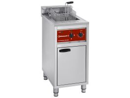 Elektrische friteuse met filtersysteem, 1 kuip van 16 liter, op meube