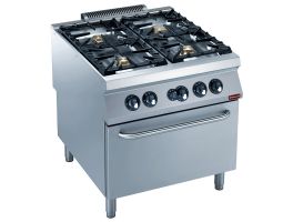 Gasfornuis 4 branders, gasoven GN 2/1