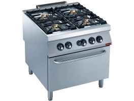Gasfornuis 4 branders, gasoven GN 2/1 "POWERFUL"