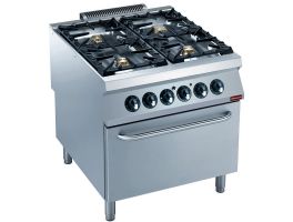 Gasfornuis 4 branders, elektrische oven GN 2/1-