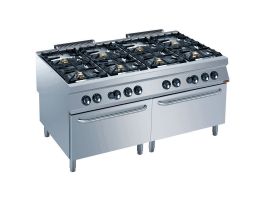 Gasfornuis 8 branders, 2 gasovens GN 2/1