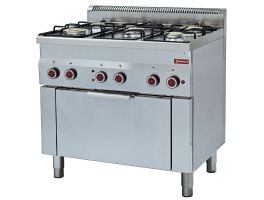 Gasfornuis 5 branders en elektrische convectie-oven GN 1/1