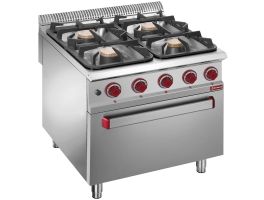 Fornuis 4 branders op gasoven GN 2/1