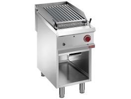 Gaslavasteengrill, 1/2 module , grille "2 zijden" roestvrij staal , op open kast.