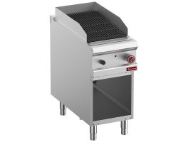 Gaslavasteengrill, 1/2 module , 2-zijdig gietijzeren rooster, open kast