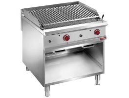 Gaslavasteengrill 1/1 module ,rooster 2 zijden roestvrij staal, op  open kast