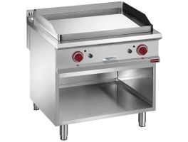 Bakplaat op gas met vlakke verchroomde plaat, module 1/1, op open kast.
