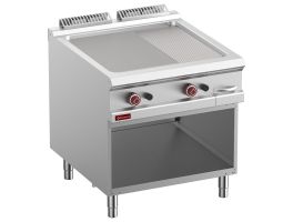Gas bakplaat 2/3 vlak, 1/3 geribd, module 1/1, op open kast