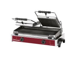 Elektrische panini grill DUBBEL, geribde platen