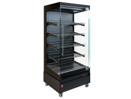 Warmte vitrine, zelfbediening, met glazen deur, op wielen - FULL BLACK