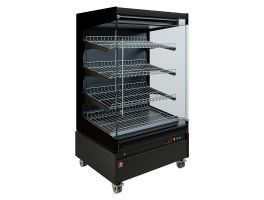 Warmte vitrine, zelfbediening, met glazen deur, op wielen - FULL BLACK
